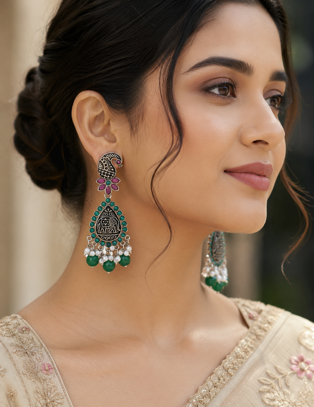 Multicolor Chandbali Earrings