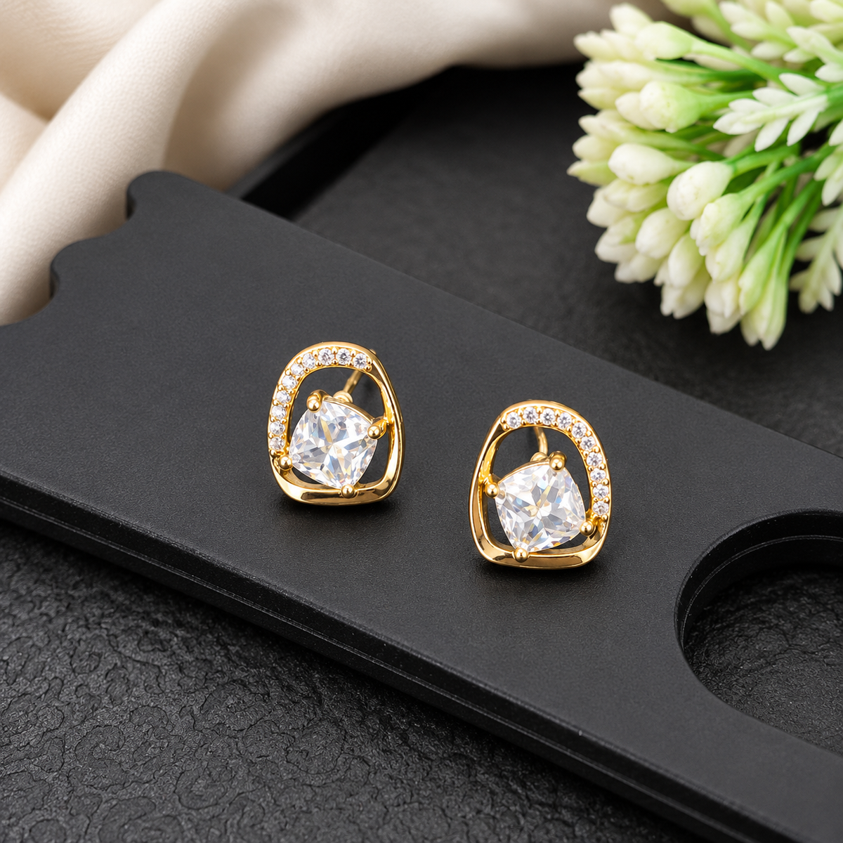 Cushion Cut Stud Earrings
