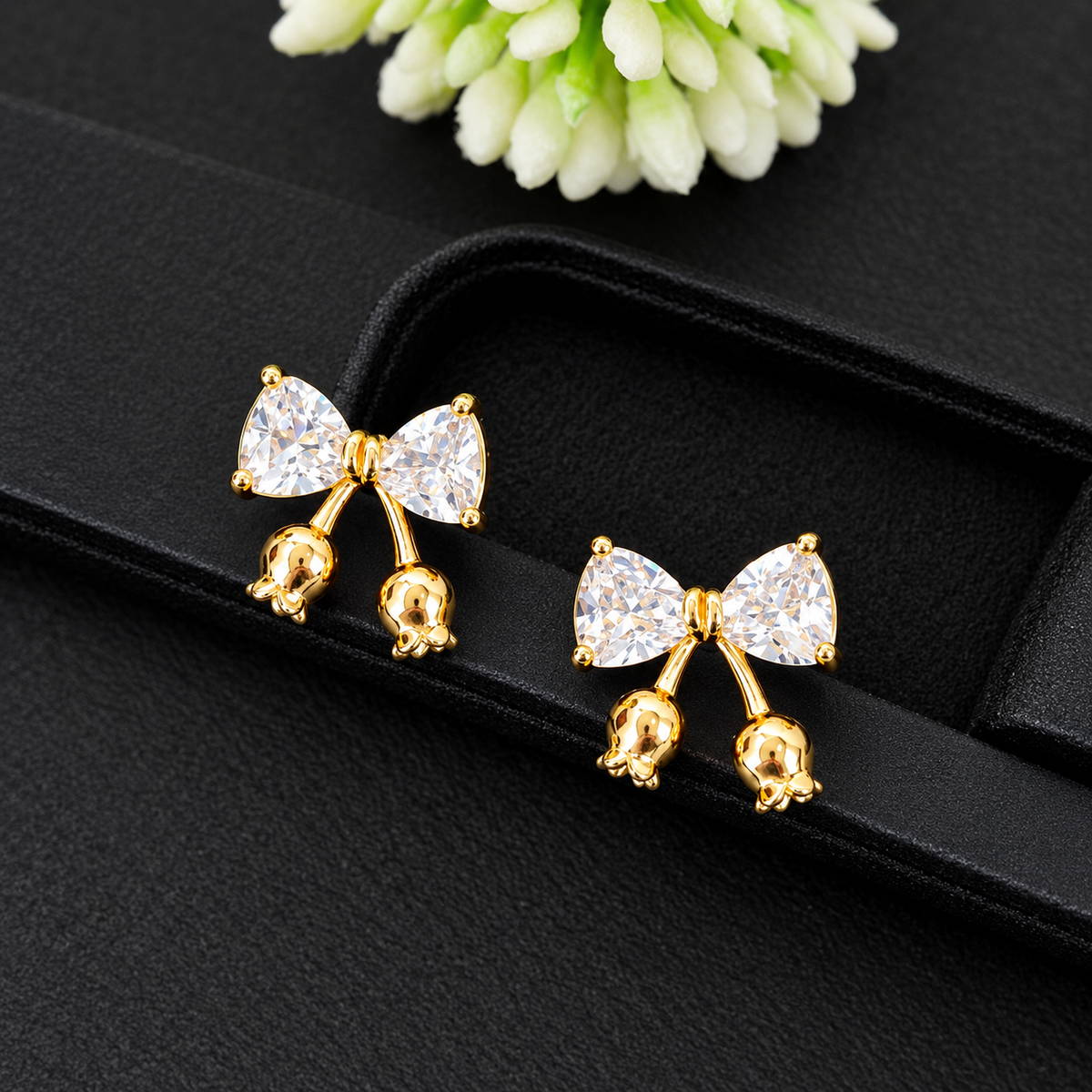 Crystal Bow Stud Earrings