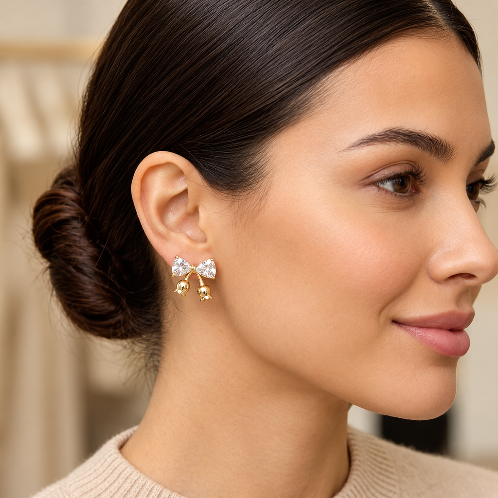 Crystal Bow Stud Earrings