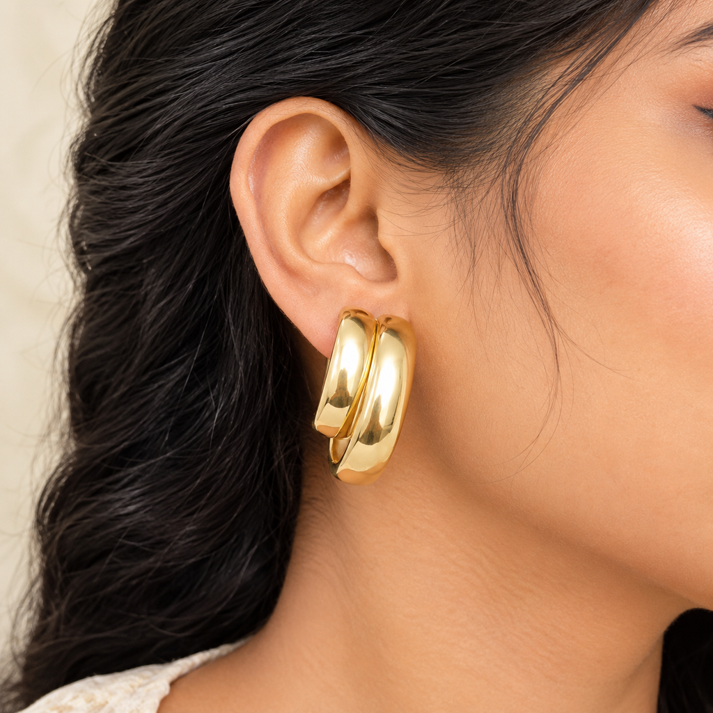 Chunky Gold Double-Hoop Earrings