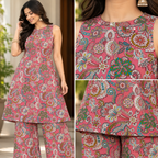 Pink Floral Sleeveless Co-ord