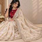Pearl Ivory Tissue Saree