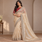 Pearl Ivory Tissue Saree