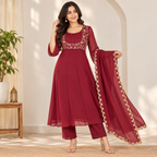 Crimson Noor Anarkali Set