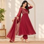 Crimson Noor Anarkali Set