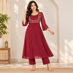 Crimson Noor Anarkali Set