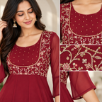 Crimson Noor Anarkali Set