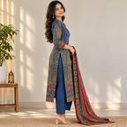 Blue Paisley Printed Kurti Set