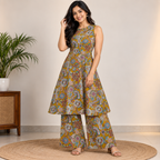 Floral Mustard Sleeveless Co-ord