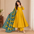 Mustard Green Festive Anarkali Set