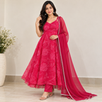 Printed Anarkali Suit Set with Dupatta