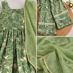 Green Floral Anarkali Set