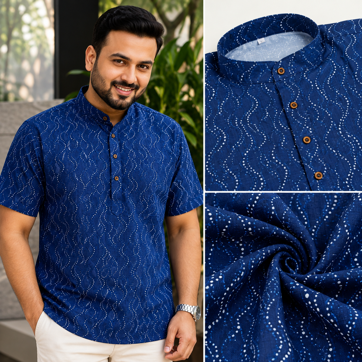 Printed Blue Short Kurta