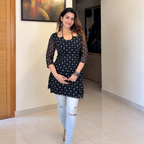 Black Strap Neck Short Kurti