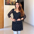 Black Strap Neck Short Kurti