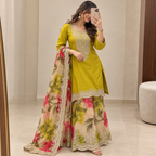 Lime Green Floral Palazzo Set