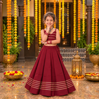 Kids Maroon Silk Lehanga crop top Set