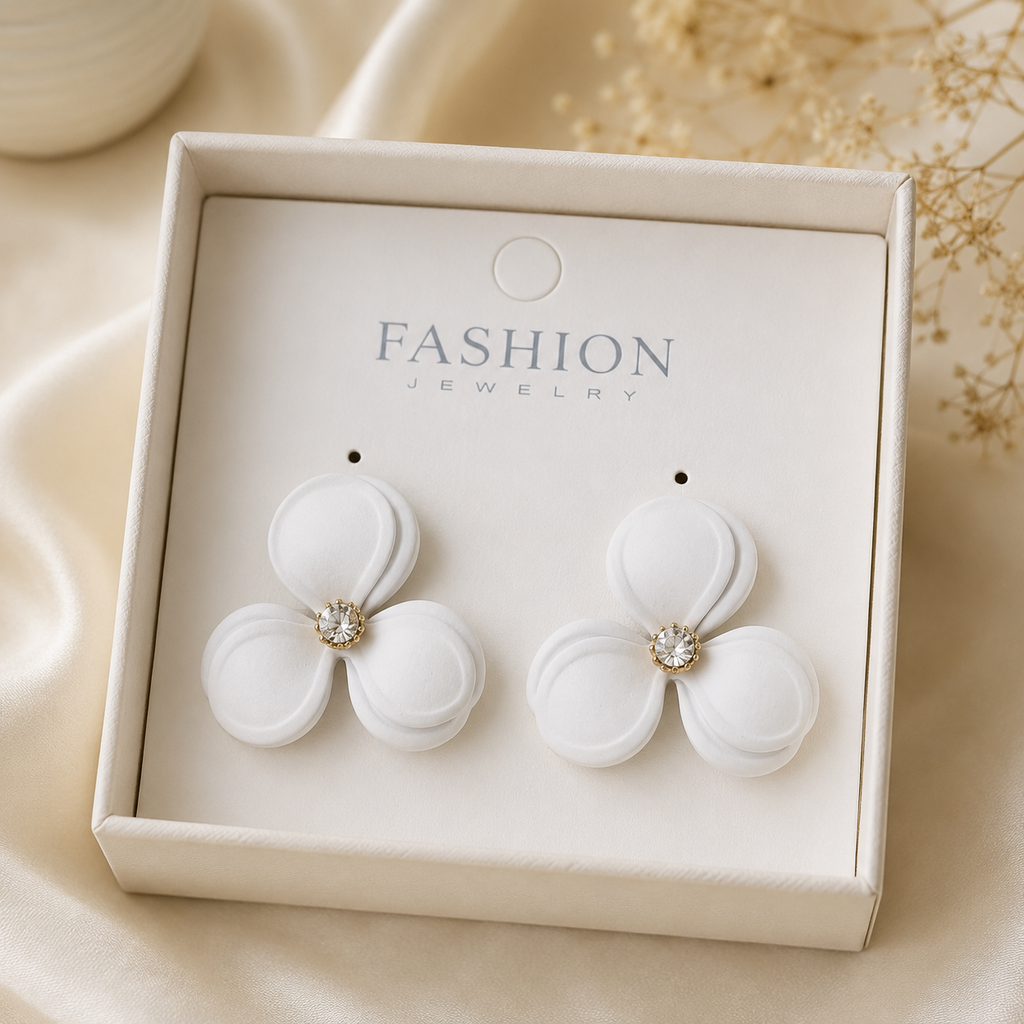 White Flower Earrings