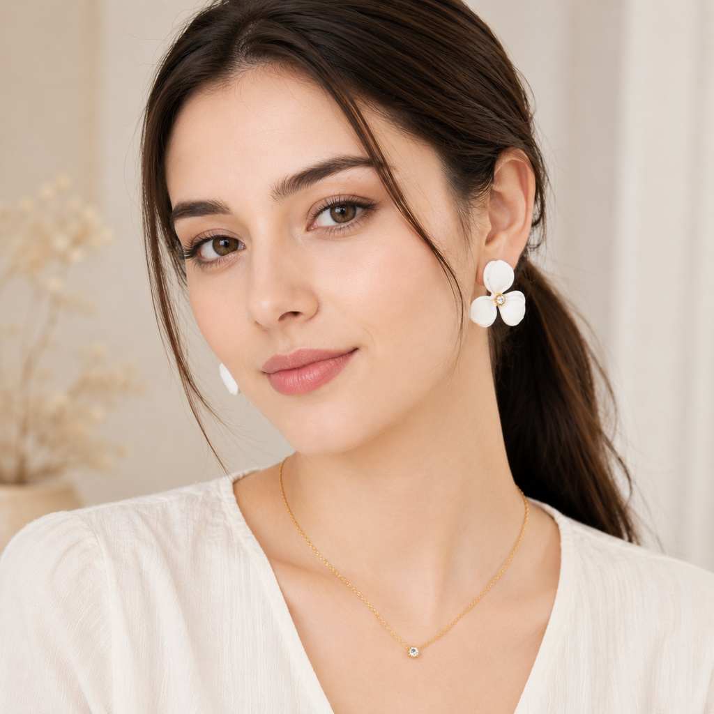White Flower Earrings