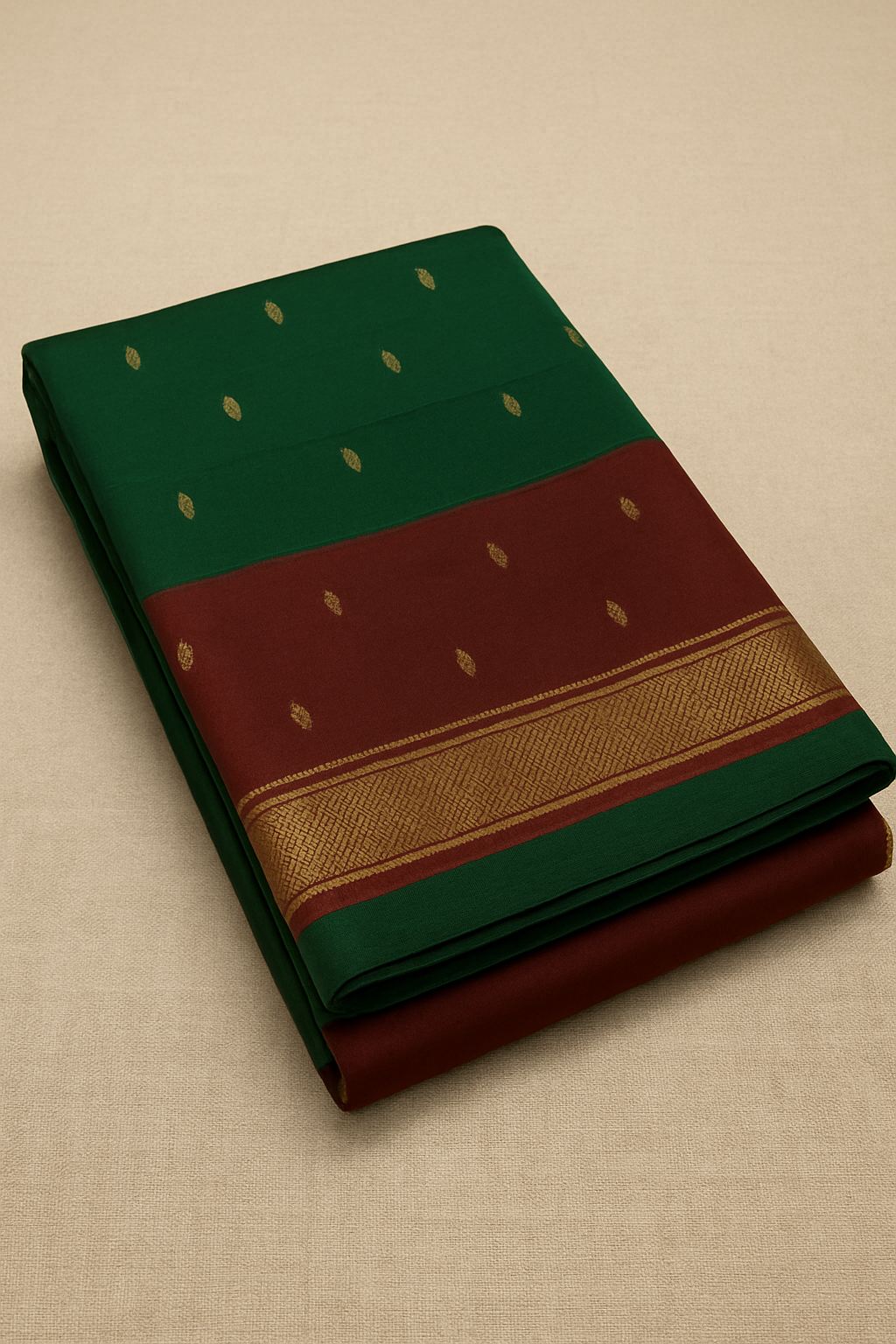 Dark Green Cotton Saree
