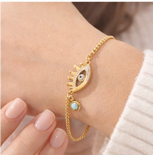 Gilded Evil Eye Charm Bracelet