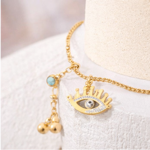 Gilded Evil Eye Charm Bracelet