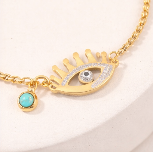 Gilded Evil Eye Charm Bracelet