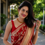 Red Soft Lichi Silk Printed Saree