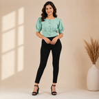 Sea Green Puff Sleeve Top
