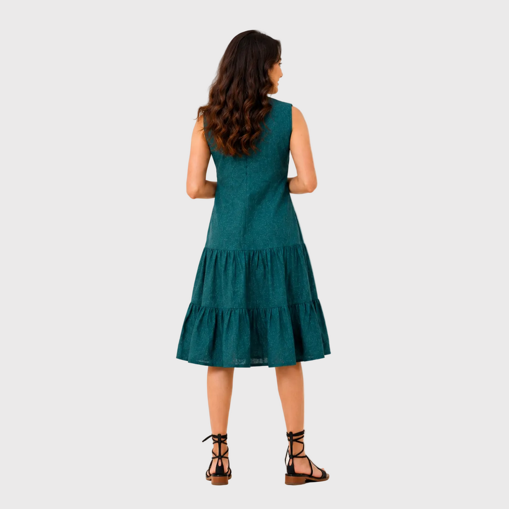 Teal Green Tiered Midi Dress