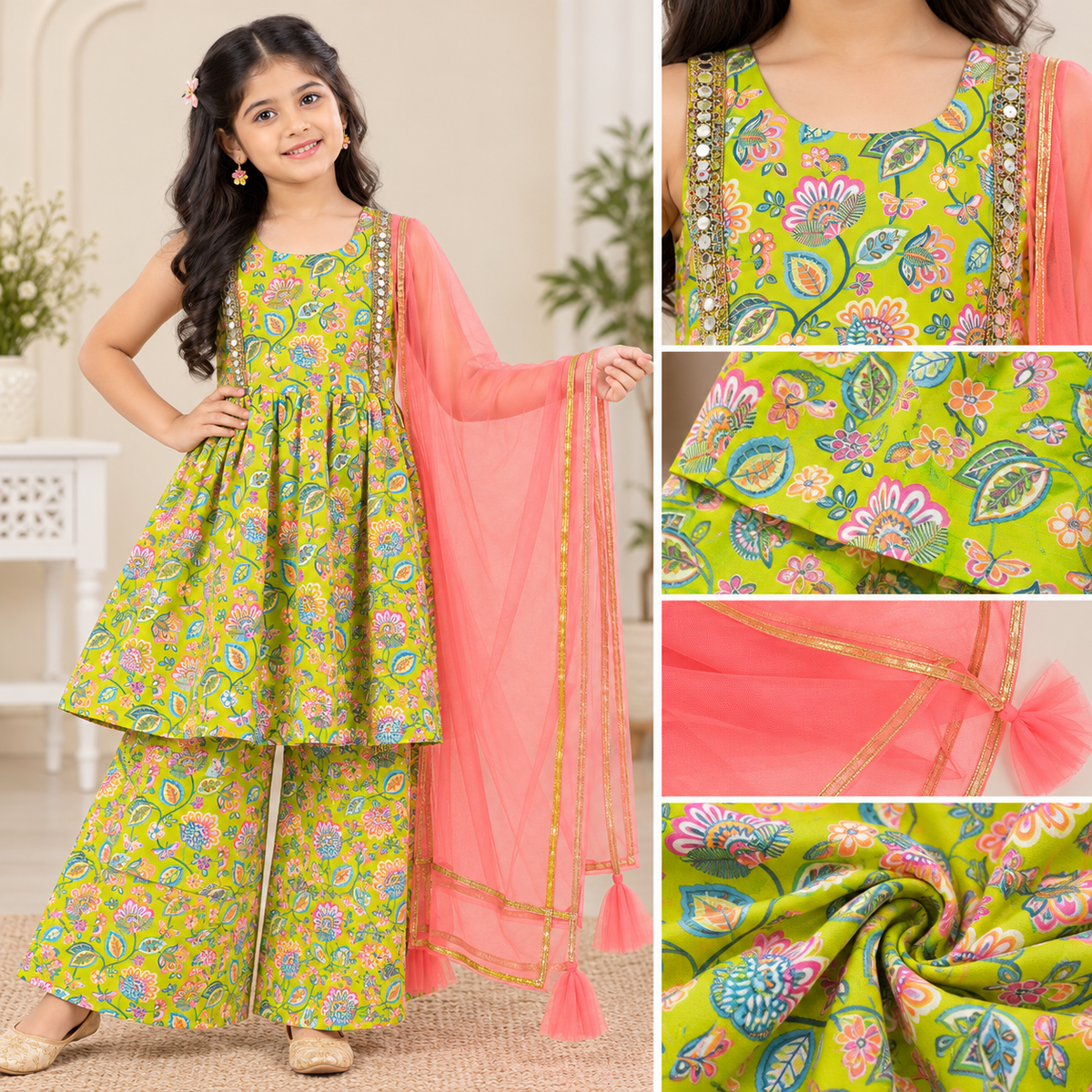 GIrls Printed Sharara and Dupatta Set