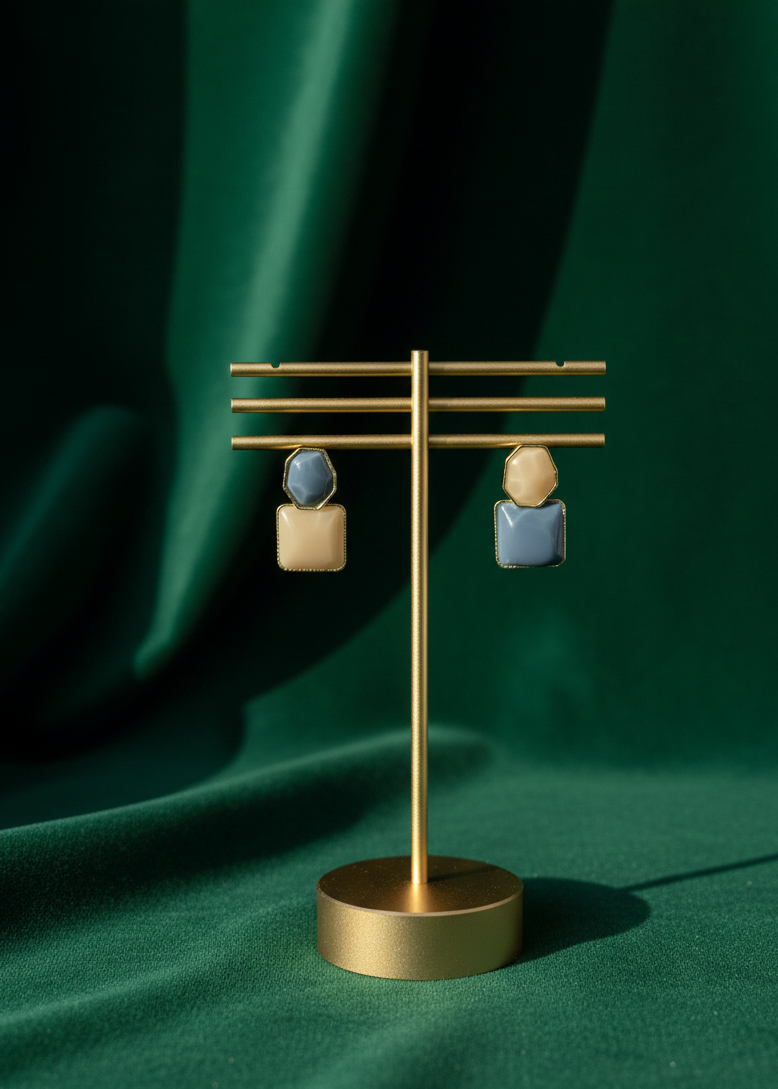 White and Blue Earrings