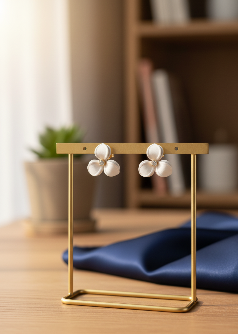 White Flower Earrings