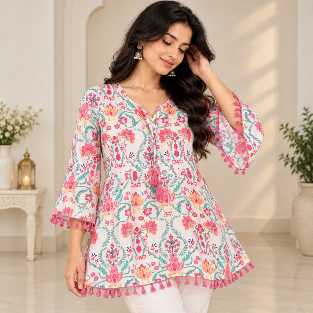 Pink Floral Peplum Top