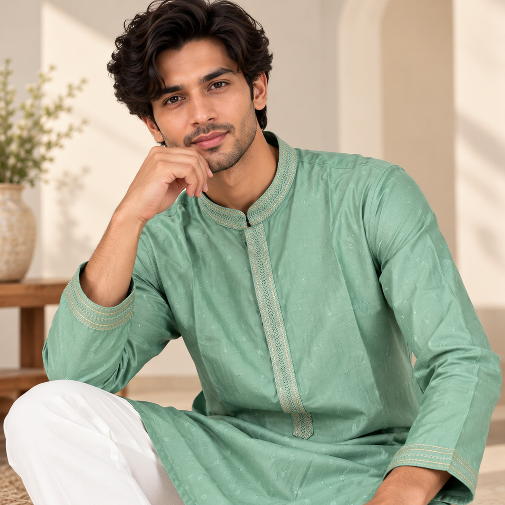 Premium Mint Green Men's Kurta