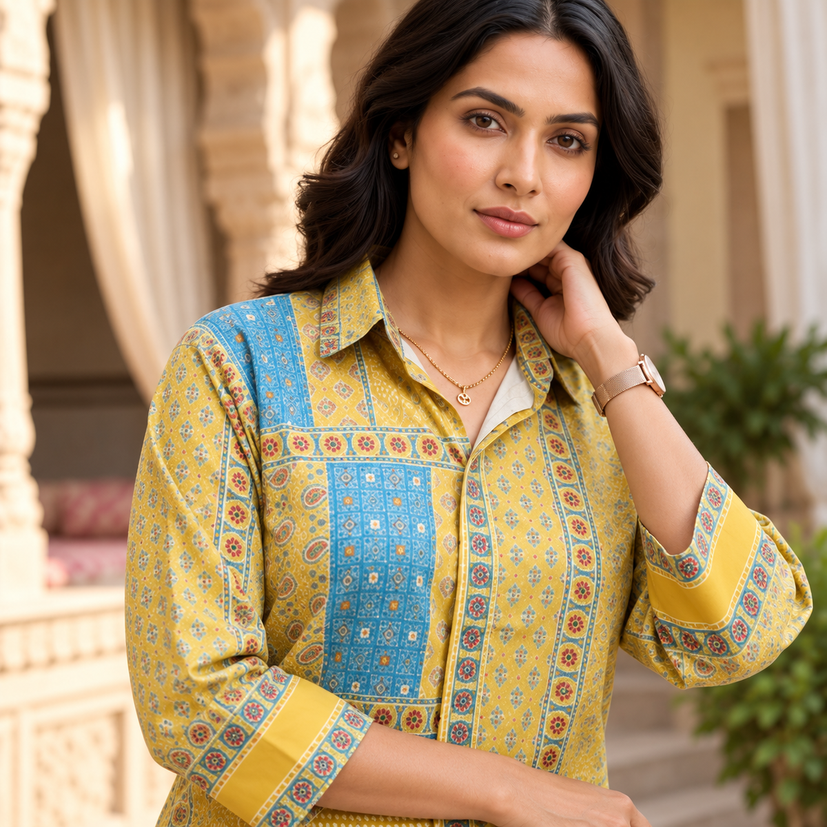 Mehndi Printed Crepe Shirt
