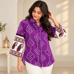 Violet Bandhani Satin Shirt