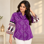 Violet Bandhani Satin Shirt