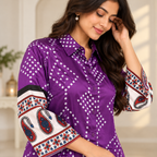 Violet Bandhani Satin Shirt