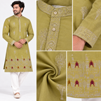 Men's Muted Lime Green Kurta Set