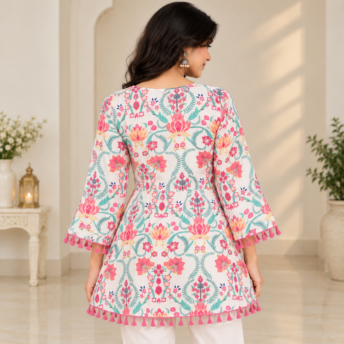 Pink Floral Peplum Top