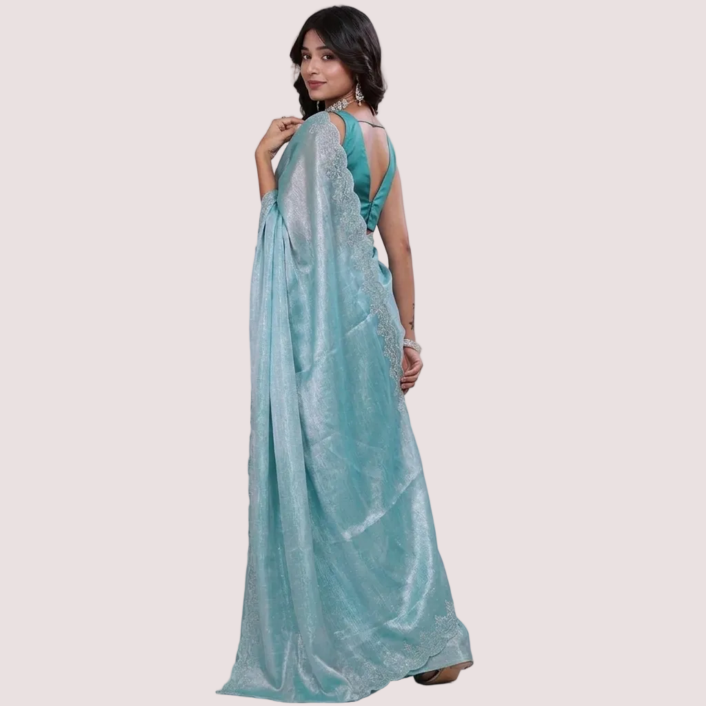 Light Blue Embellished Saree