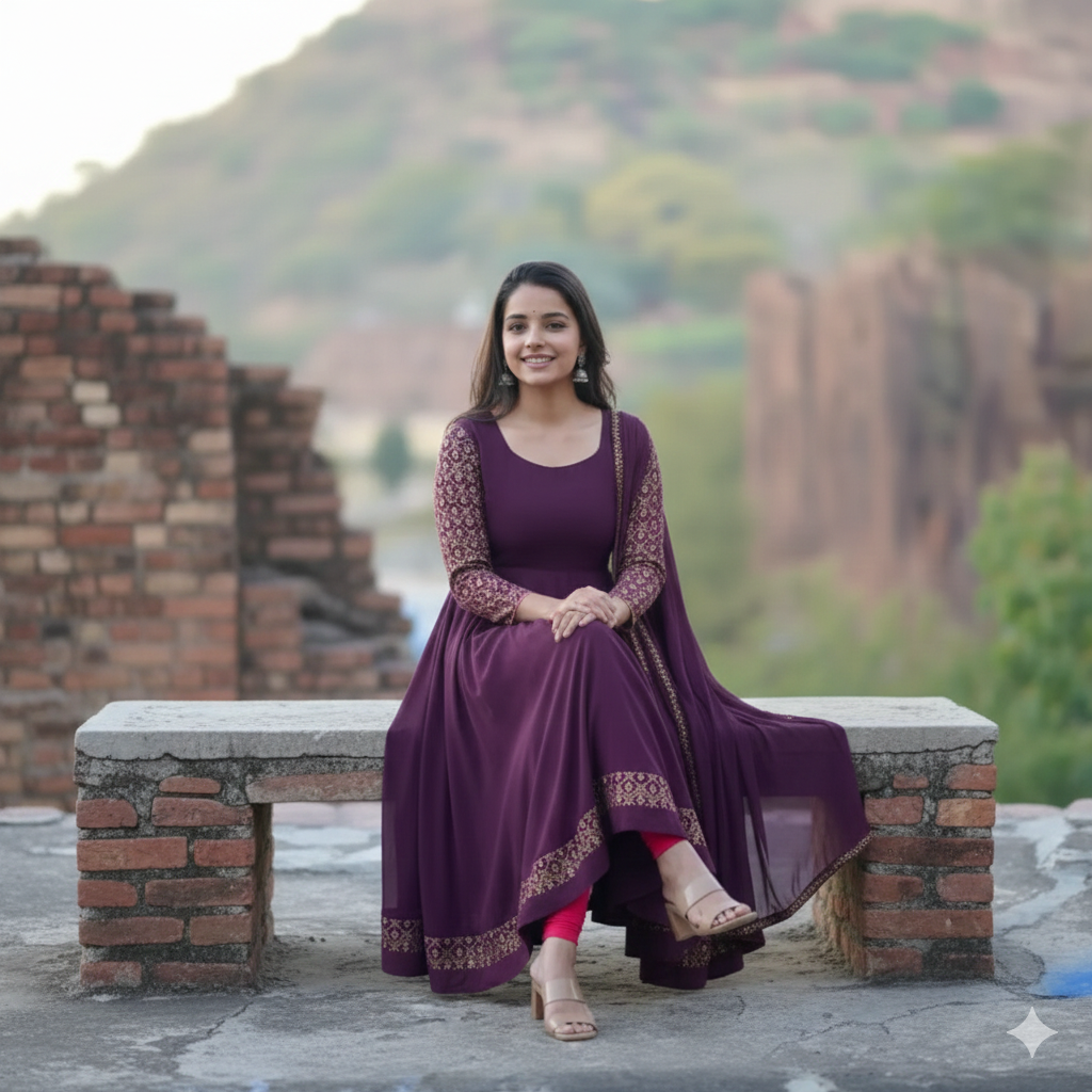 Designer Burgundy Ethnic Wear