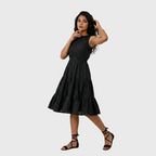 Black Tiered Midi Dress