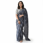 Grey Linen Printed Saree