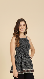 Black Lehariya Printed Top