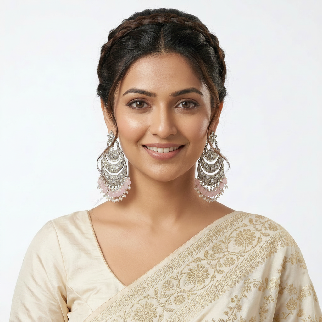 Blush Pink Chandbali Earrings