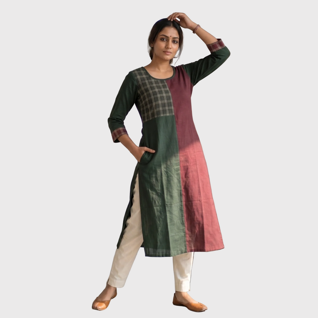 Contrast Panel Kurta