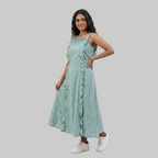 Ruffle-Trim Midi Dress